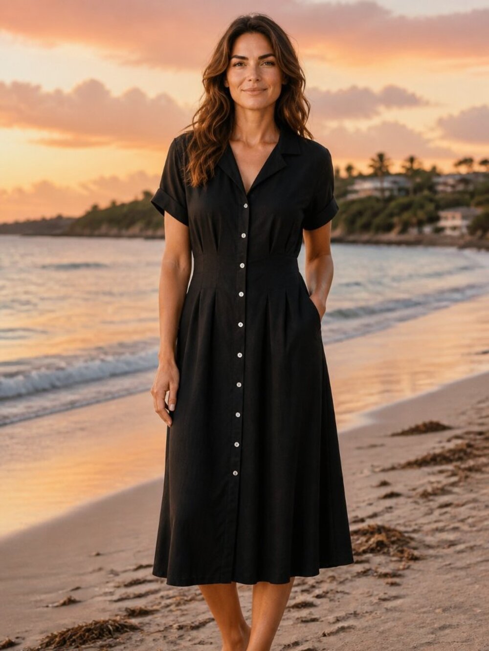 Halston Fit n Flare Button up Dress